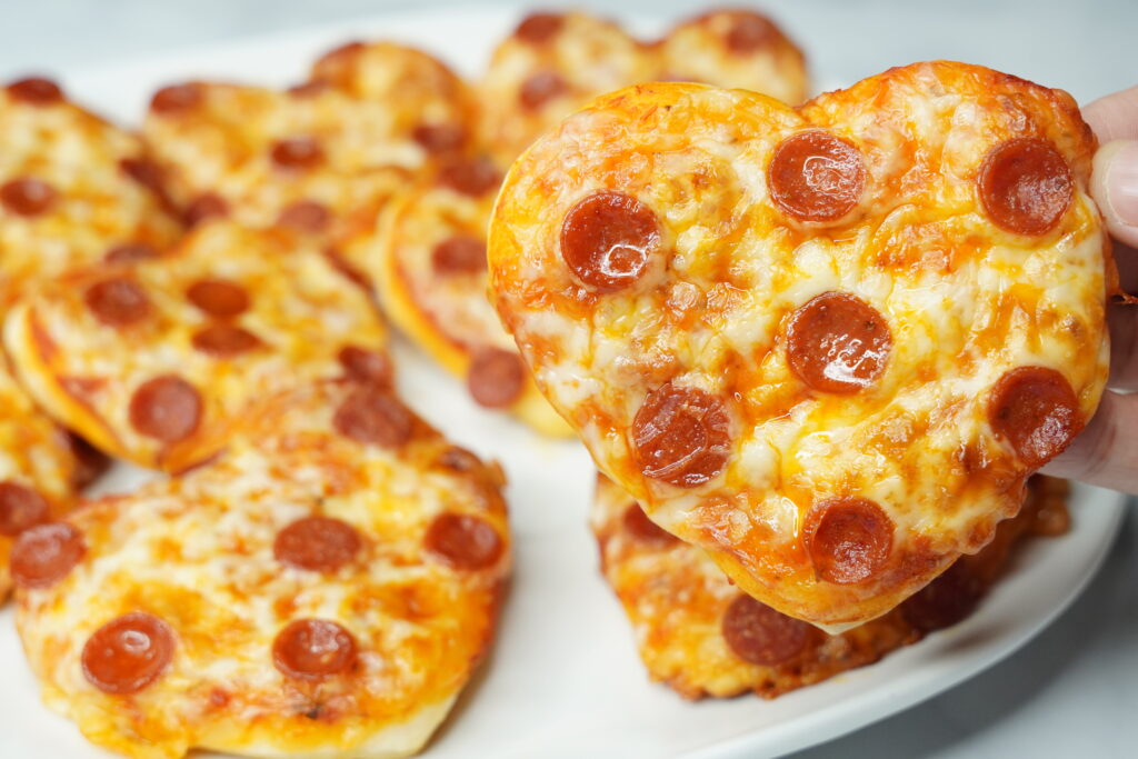 Heart-shaped Pizzas (2 Ingredient Pizza Dough) - A Fairytale Flavor