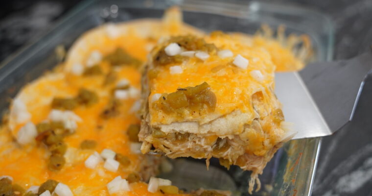 Green Chili Chicken Enchilada Casserole